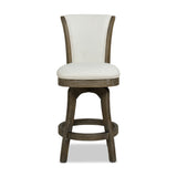 English Elm Henry 27” Armless Swivel Counter Height Bar Stool, Natural White Linen