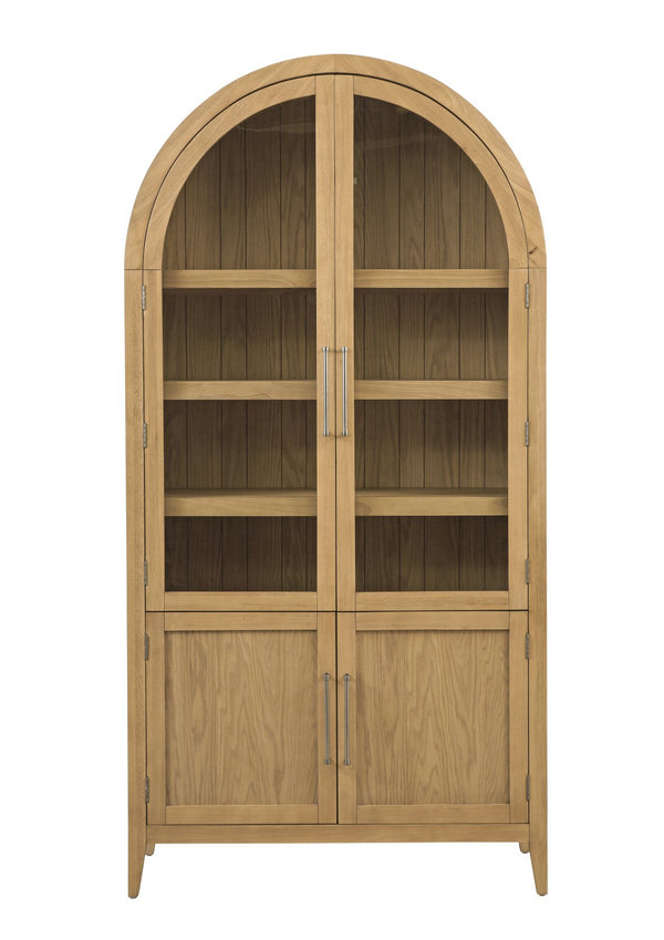 Basset Mirror Fynn Blonde Oak Display Cabinet - Elegant Modern Design With Adjustable Shelves For Custom Displays Tan Wood,Glass 3312-lr-500