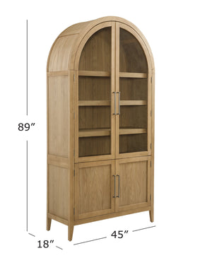 Basset Mirror Fynn Blonde Oak Display Cabinet - Elegant Modern Design With Adjustable Shelves For Custom Displays Tan Wood,Glass 3312-lr-500
