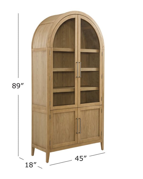Basset Mirror Fynn Blonde Oak Display Cabinet - Elegant Modern Design With Adjustable Shelves For Custom Displays Tan Wood,Glass 3312-lr-500