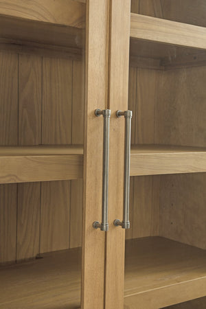 Basset Mirror Fynn Blonde Oak Display Cabinet - Elegant Modern Design With Adjustable Shelves For Custom Displays Tan Wood,Glass 3312-lr-500