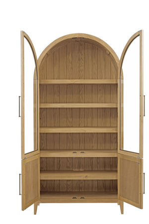 Basset Mirror Fynn Blonde Oak Display Cabinet - Elegant Modern Design With Adjustable Shelves For Custom Displays Tan Wood,Glass 3312-lr-500