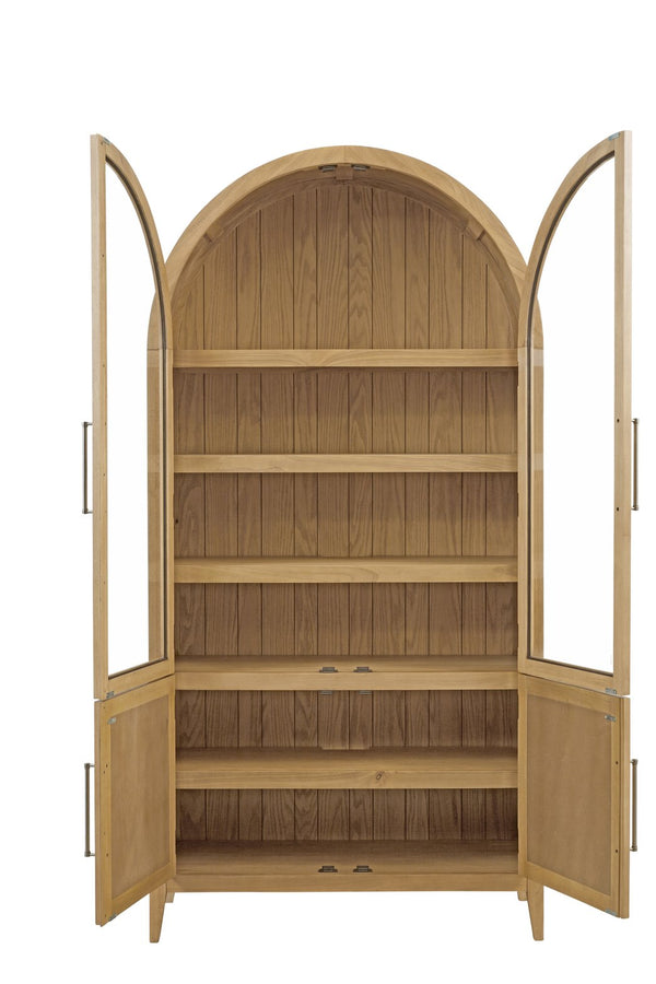 Basset Mirror Fynn Blonde Oak Display Cabinet - Elegant Modern Design With Adjustable Shelves For Custom Displays Tan Wood,Glass 3312-lr-500