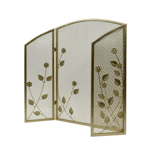 English Elm Christopher Knight Home® - FIRE Screen Gold Iron Fireplace Shield with Decorative 35.25x26.75 Inch Durable Heat-Resistant Guard 65186.00GLD