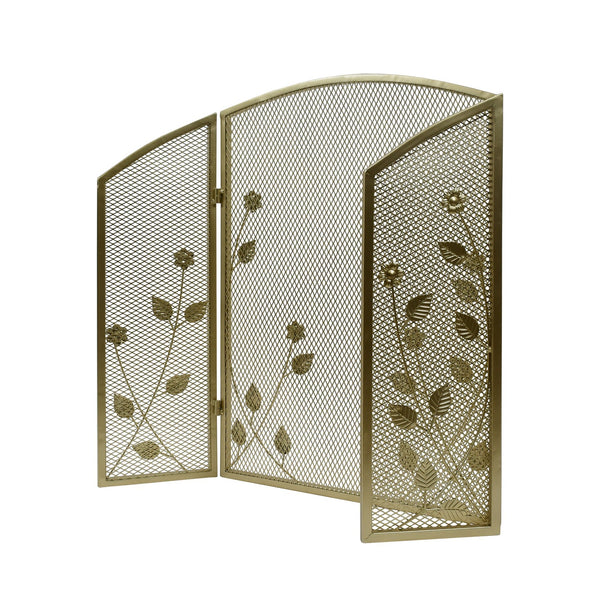English Elm Christopher Knight Home® - FIRE Screen Gold Iron Fireplace Shield with Decorative 35.25x26.75 Inch Durable Heat-Resistant Guard 65186.00GLD