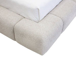 Sunpan OLENA Bed - Plush Modern Design in Meg Ash Fabric with Elegant Channeling and Easy Setup Features Taupe 112528