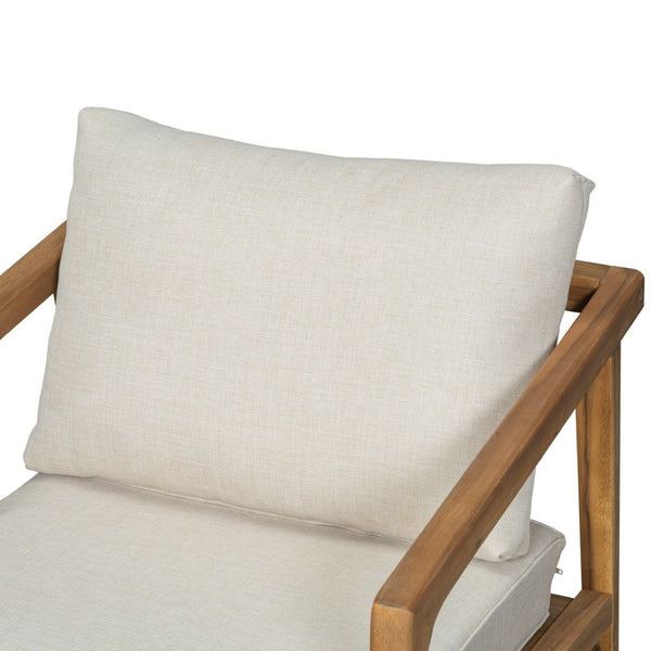 English Elm Westin Solid Acacia Wood 4 Piece Outdoor Chat Set with Cushioned Club Chairs WESTIN 4PCS CHAT SET