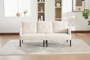 English Elm United We Win Corduroy Loveseat Plush Ergonomic Sofa with Spring Support Metal Legs Beige W1568P410043