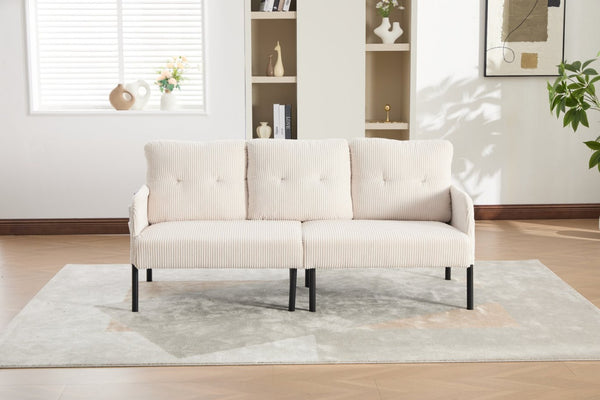 English Elm United We Win Corduroy Loveseat Plush Ergonomic Sofa with Spring Support Metal Legs Beige W1568P410043