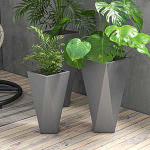 English Elm Outsunny Set Of 3 Stackable Tall Planters - Modern Mgo Design With Drainage For Indoor & Outdoor Use W2225P217246-GIGA