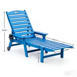 English Elm Hdpe Outdoor Chaise Lounge with Wood Grain Finish 4 Position Adjustable Pool Chair W3805P389659