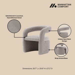 English Elm Corvette Velvet Lounge Chair Dove — Hand-Stitched Off-White Velvet, Kiln-Dried Pine Frame, No Assembly Required B365P397992