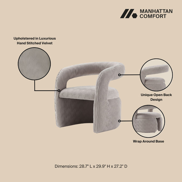 English Elm Corvette Velvet Lounge Chair Dove — Hand-Stitched Off-White Velvet, Kiln-Dried Pine Frame, No Assembly Required B365P397992
