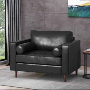 English Elm Christopher Knight Home® - CLUB Sophisticated Faux Leather Club Chair with Espresso Birch Legs, Plush Comfort and Modern Style Black 45 L x 34.25 W x 23.5 H 72623.00