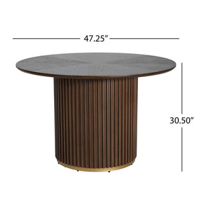 English Elm Christopher Knight Home® - 47.25" Round Pedestal Dining Table - Warm Walnut Finish, Stylish Seating For 4-5, Versatile Design N771P358147T_N771P358148T
