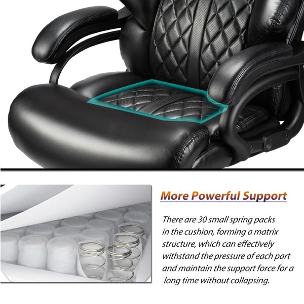 English Elm 500lbs Heavy Duty Executive Chair Wide Spring Seat Ergonomic High Back Home Office Black W5201P418318