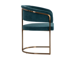 Sunpan Marris Dining Armchair - Modern Elegance with Sleek Design and Luxurious Stainless Steel Frame Gold / Danny Teal
