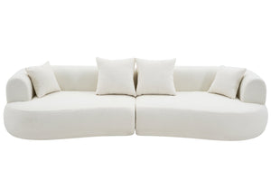 English Elm Modern Arc Sectional Sofa with Boneless Foam Deep Seats for Open Concept Living Rooms White W3728S00011