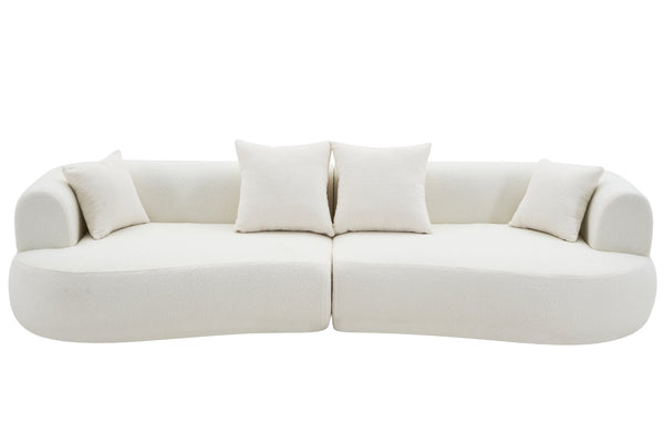 English Elm Modern Arc Sectional Sofa with Boneless Foam Deep Seats for Open Concept Living Rooms White W3728S00011