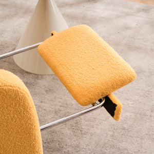 English Elm LY-5104 Plush High-Back Rocking Chair with Footrest & Storage Pocket, Ergonomic Foam Cushion for Nursery Yellow W2231P292991