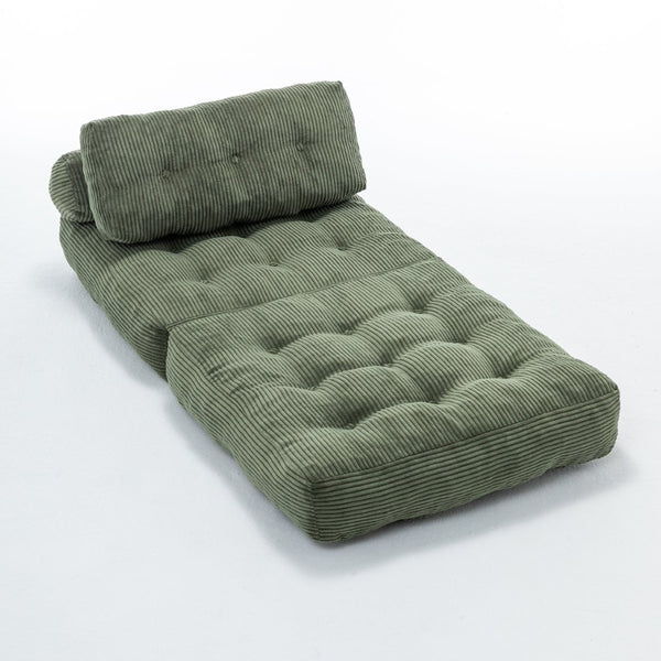 English Elm Folding Floor Sofa Bed Convertible Sleeper Chair with Shredded Foam Corded Fabric Green W2200P442796