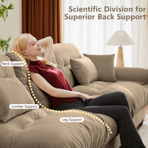 English Elm Over Size Modern Two-Seater Sofa With Ottoman – Plush Velvet Comfort, Bolster Armrests & Pillows W714S01097-GIGA