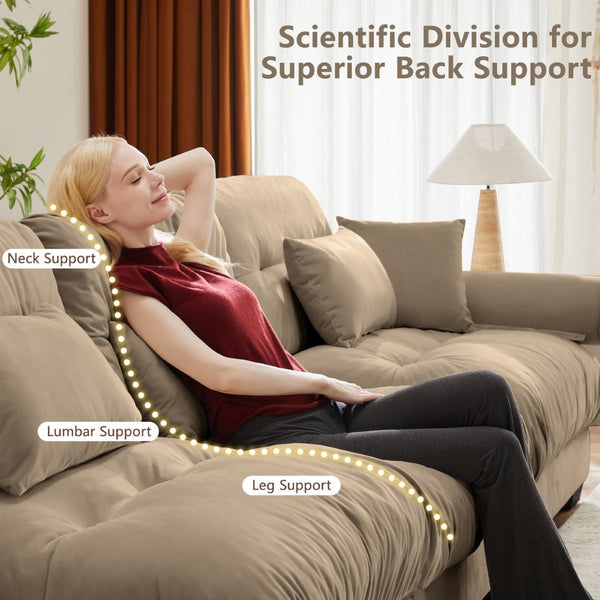 English Elm Super Comfort Oversized Modular Velvet Sectional Sofa With Movable Ottoman - Cozy L-Shaped Couch In Camel W714S00868-GIGA