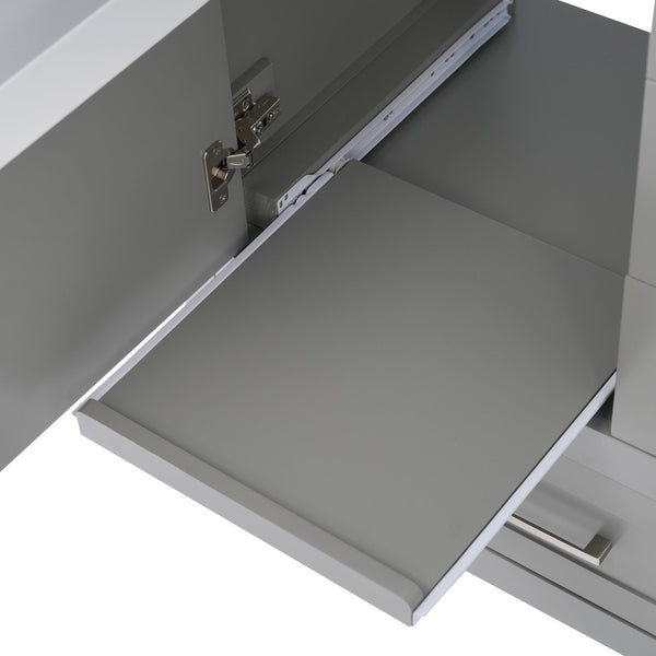English Elm 30" Gray Bathroom Vanity with Ceramic Sink, Solid Wood Frame, Soft-Close Door & 3 Drawers for Organized Style N729P177787E