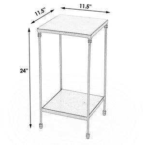 Butler Specialty Larkin Outdoor Square Table With Elegant White Marble Top And Functional Lower Shelf For Patios Black Iron,Marble 3319437-butler