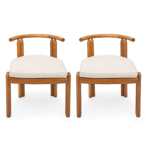 English Elm Christopher Knight Home® - Cove Acacia Wood Armless Dining Chairs Set Of 2 – Stylish Teak Finish & Comfortable Beige Cushions N775P329651T