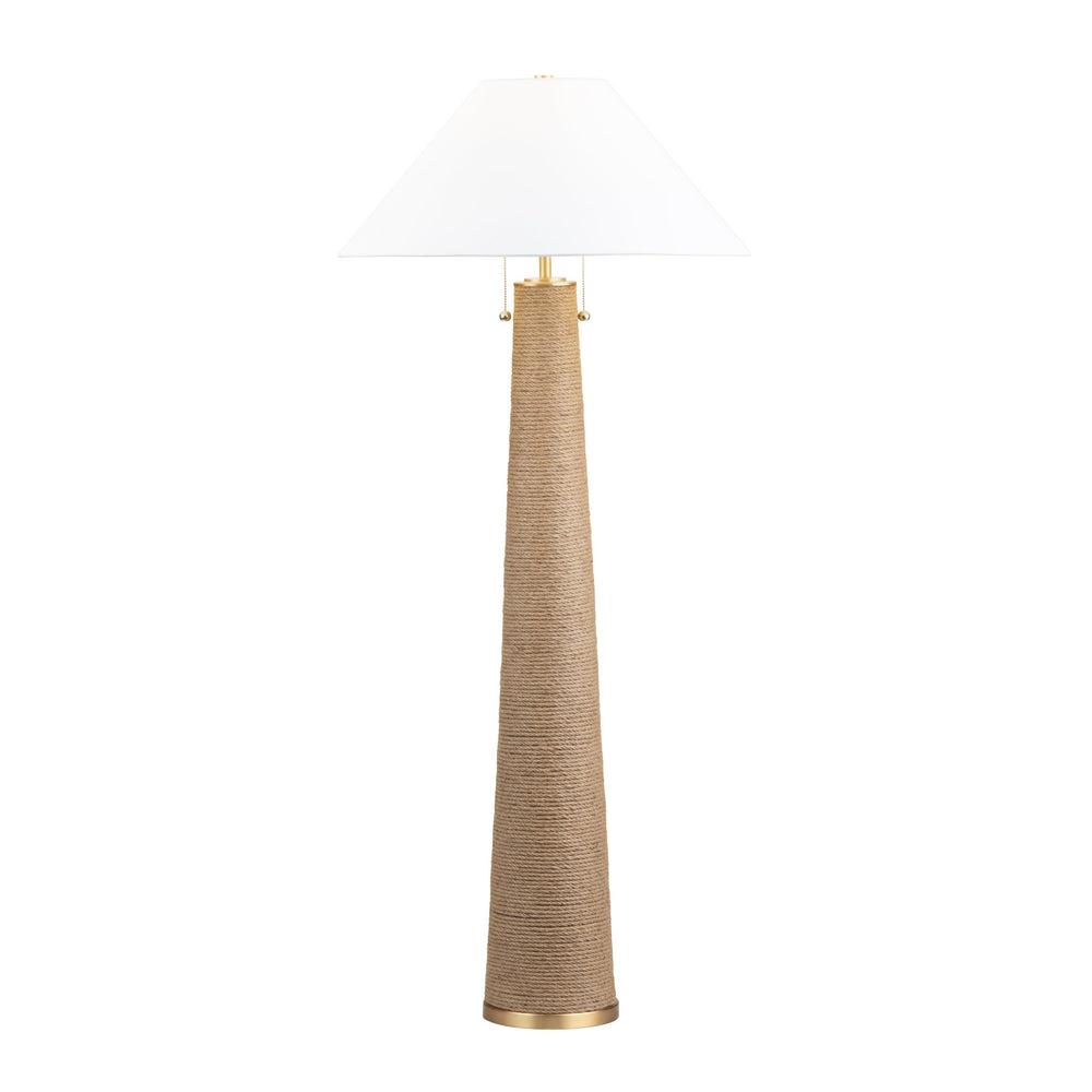 Crestview Collection 59"H Stylish Hemp Floor Lamp With Elegant White Shade And Dual Pull Chains For Versatile Lighting   Cvnzam011