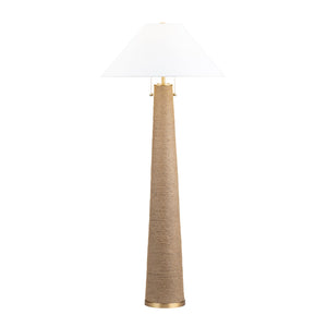 Crestview Collection 59"H Stylish Hemp Floor Lamp With Elegant White Shade And Dual Pull Chains For Versatile Lighting   Cvnzam011
