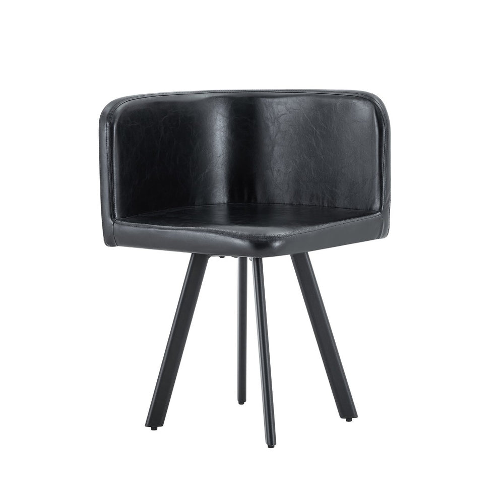 English Elm Sn-c-agmd6in1-bklth Retro Oil Wax Pu Leather Accent Chair with Ergonomic Cushioned Seat Black W3875P371074