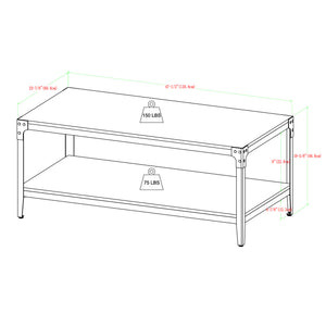 46" Angle Iron Rustic Metal and Wood Coffee Table  Barn Wood, Barnwood C46AICTBW Walker Edison