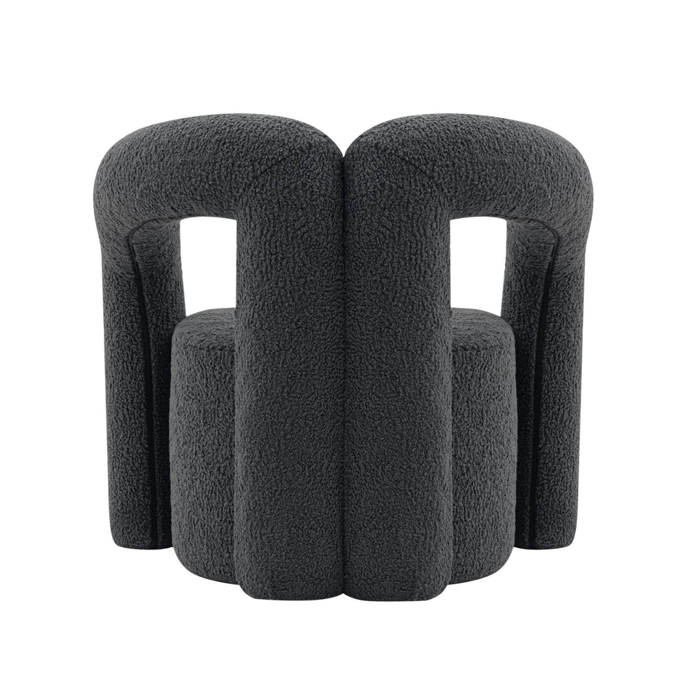 English Elm Darian Boucle Lounge Chair with Pine Frame, Plush High-Density Foam, Modern Open T-Back Design Black B365P398011