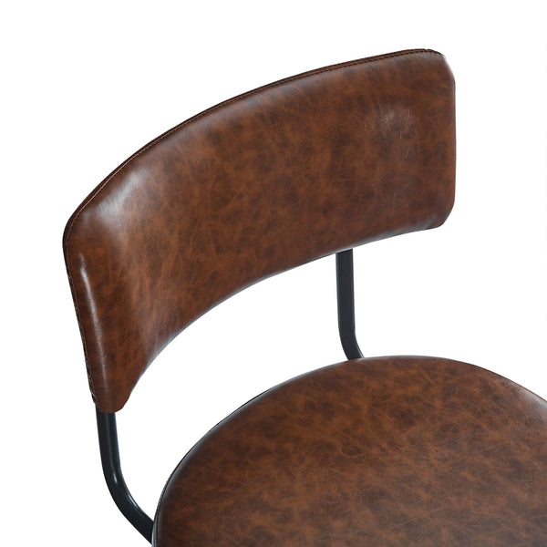 English Elm Christopher Knight Home® - 26''Retro Curved Back Swivel Counter Stools Set of 2 with Bowknot Footrest Smooth PU Leather Comfort Brown PU N780P199991B
