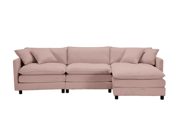 English Elm 108-inch Modular Chenille Sectional Sofa Deep Seat L-shape for Open Living Rooms Pink W2795S00047