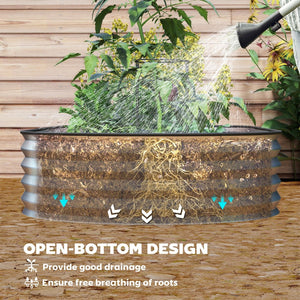 English Elm Raised Garden Bed Set of 2 Galvanized Steel Planters with Flexible Configurable Layout T3971P422033