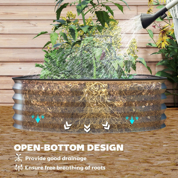 English Elm Raised Garden Bed Set of 2 Galvanized Steel Planters with Flexible Configurable Layout T3971P422033