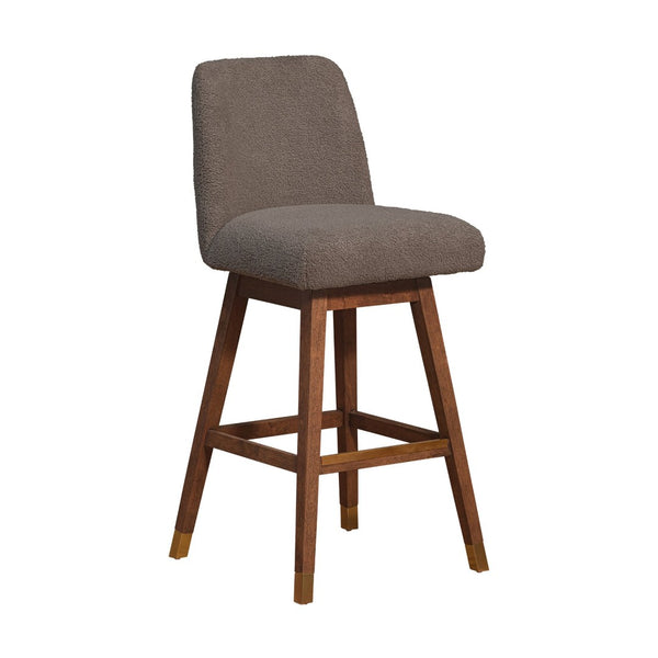 English Elm Amelia Boucle Upholstered Swivel Counterstool with Rubberwood Base for Kitchen Islands B2736P464895