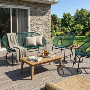 English Elm Nusa Outdoor 3 Piece Pe Rattan Chat Set with Iron Frame for Patio Balcony NUSA3PCSETTEL-N