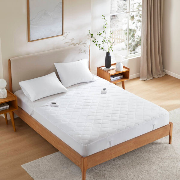 English Elm 1-piece King Heated Mattress Pad Dual Zone Controls with Auto Shutoff Polyester Fill B035P408319