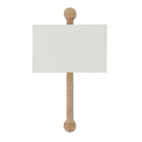 Senegal Wall Sconce - Elegant Off-White Shade, Handmade Wrought Iron & Abaca Rope Design, ADA Compliant