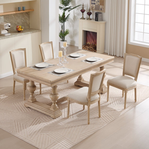 English Elm French Country Dining Chairs Set Of 2 - Upholstered T-Back Design For Elegant Dining & Living Spaces W3426P324548