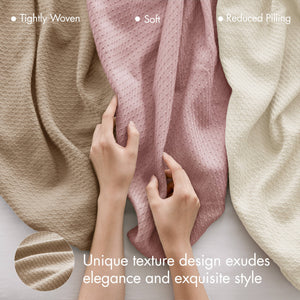 JLA Home Madison Park - Blanket — Ultra-Soft Egyptian Cotton Throw, Breathable White Layering Blanket for Bed & Sofa, Durable Care-Friendly Comfort Khaki MP51N-6191