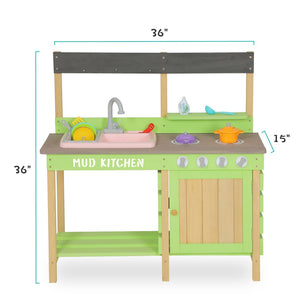 English Elm Kids Solid Wood Outdoor Mud Kitchen with Water Station and Imaginative Cooking Play W2640P454243