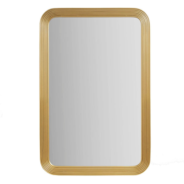 English Elm Rounded Rounded Rectangle Fluted Wall Mirror Gold Antique Metal Frame 23x35 Keyhole Hanger Indoor B035P266695