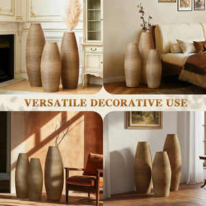 English Elm 39.4" Handcrafted Rattan-textured Pvc Tall Floor Vase Boho Entryway Sculptural Accent W2796P446214