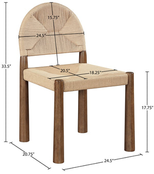 Meridian Furniture Bohemia Seagrass Cord Woven Dining Chair with Solid Walnut Tapered Legs Natural 332-C