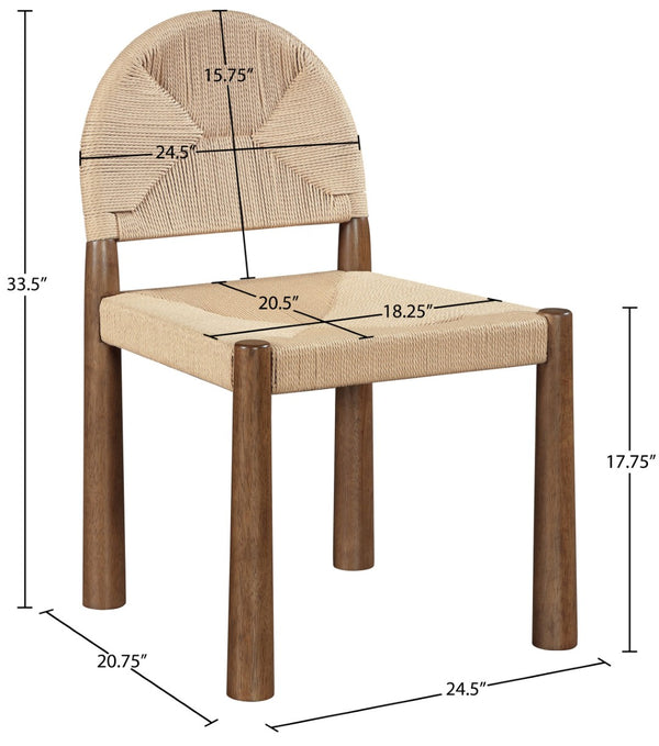 Meridian Furniture Bohemia Seagrass Cord Woven Dining Chair with Solid Walnut Tapered Legs Natural 332-C